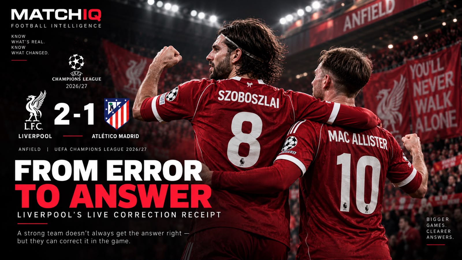 Liverpool 2–1 Atletico Madrid MATCHIQ tactical analysis featuring Dominik Szoboszlai and Alexis Mac Allister